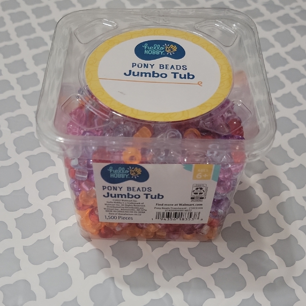 Colorful Pony Beads Jumbo Tub